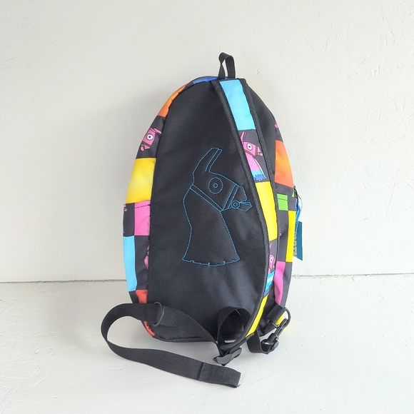 FORTNITE | New Unisex Amplify Rainbow Checkered Sling School Backpack - Picture 8 of 10